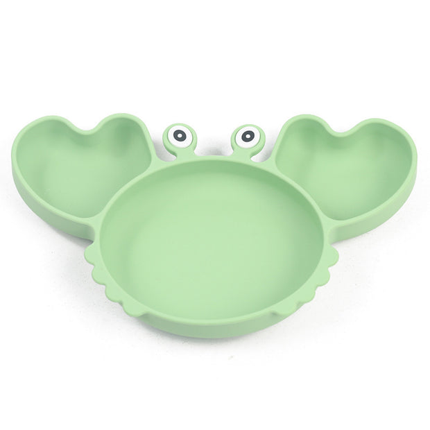 Siliconen Kinderbord met Vakken – Krabvormig Babybord met Lepel & Vork – Antislip & BPA-vrij