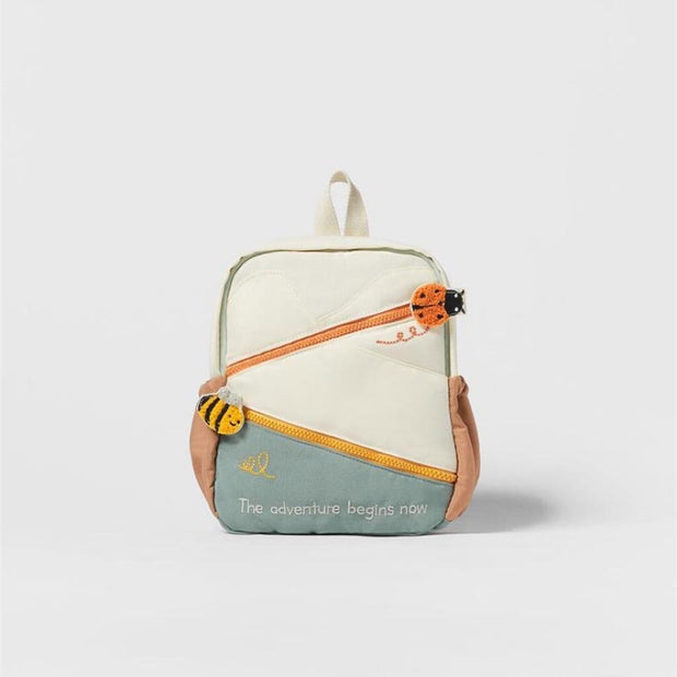Canvas Kinder Rugzak – Schattige Dierenprint & Kleuraccenten | Unisex, 26×25×7 cm