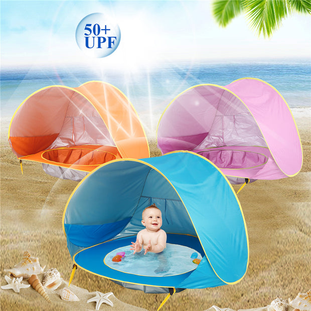 Opvouwbare Baby Strandtent met Mini Zwembad – UV50+ Bescherming – Voor 1-2 Kinderen – Inclusief Draagtas & Haringen