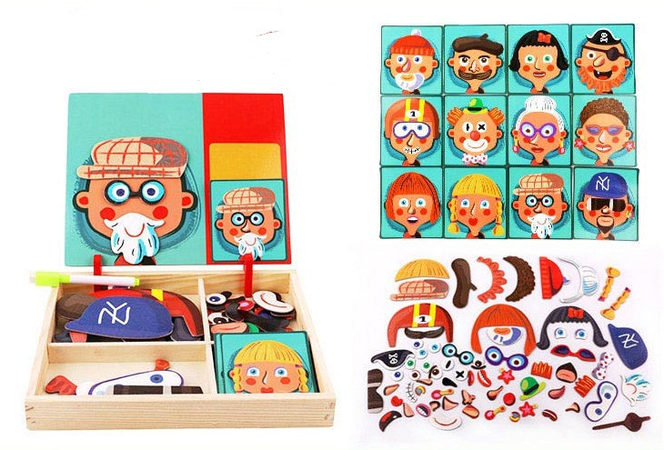 Montessori Magnetische Fun Puzzel – Educatief Houten Spel voor Kinderen