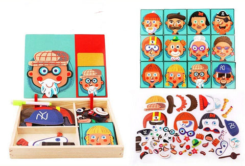 Montessori Magnetische Fun Puzzel – Educatief Houten Spel voor Kinderen