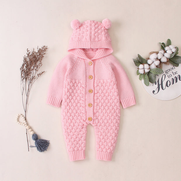 Baby Gebreide Jumpsuit – Warme Knitted Onesie voor Herfst & Winter