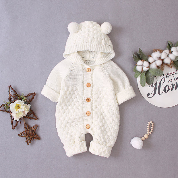 Baby Gebreide Jumpsuit – Warme Knitted Onesie voor Herfst & Winter