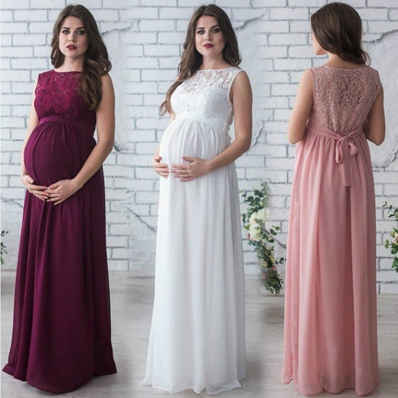 Kanten Mouwloze Zwangerschapsjurk – Elegante Positiejurk voor Elke Gelegenheid