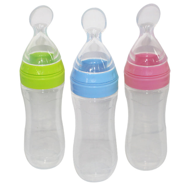 Baby Lepelfles Voedingsfles – Zachte Silicone Lepel voor Babyvoeding