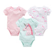 Baby Onesie Set – 3-delige Katoenen Rompers met Korte Mouw