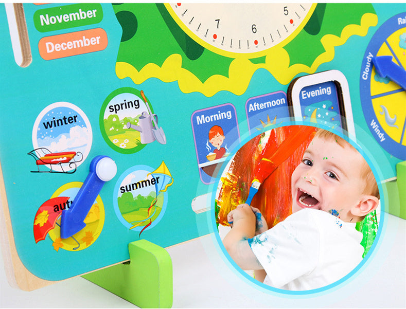 Montessori Houten Weer- en Seizoenskalender – Educatief Speelgoed voor Peuters en Kleuters