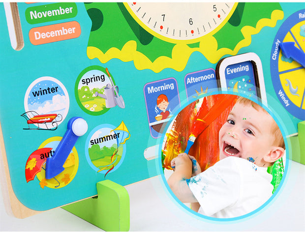 Montessori Houten Weer- en Seizoenskalender – Educatief Speelgoed voor Peuters en Kleuters