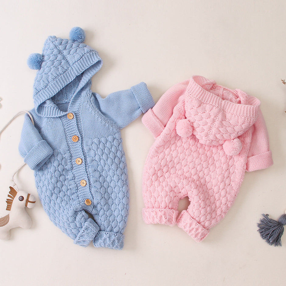 Baby Gebreide Jumpsuit – Warme Knitted Onesie voor Herfst & Winter
