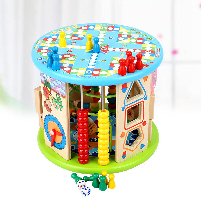 Multifunctionele Schatkist – 10-in-1 Houten Puzzel en Kralenspel voor Kinderen