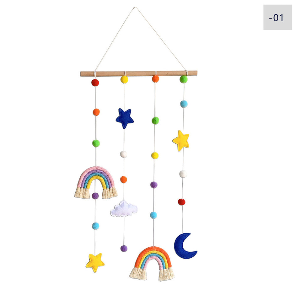 Nordic Style Geweven Regenboog Kinder Haarclip Organizer – Wandhanger & Fotohouder