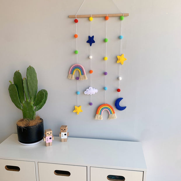 Nordic Style Geweven Regenboog Kinder Haarclip Organizer – Wandhanger & Fotohouder