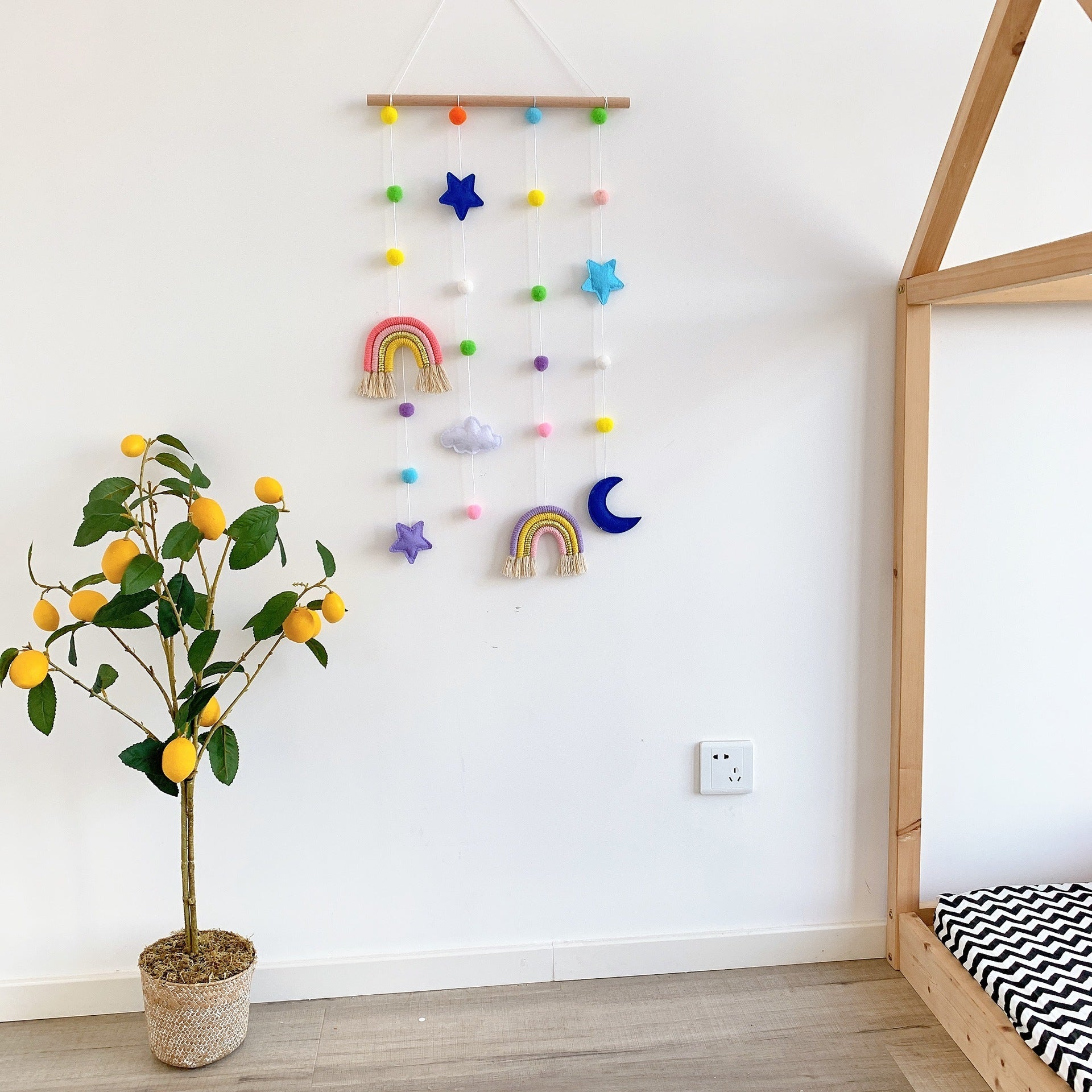 Nordic Style Geweven Regenboog Kinder Haarclip Organizer – Wandhanger & Fotohouder