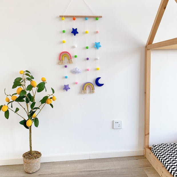 Nordic Style Geweven Regenboog Kinder Haarclip Organizer – Wandhanger & Fotohouder