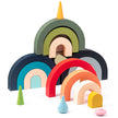 Houten Regenboog Stapeltoren – Montessori Educatief Bouwspeelgoed voor Kinderen