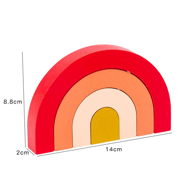 Houten Regenboog Stapeltoren – Montessori Educatief Bouwspeelgoed voor Kinderen