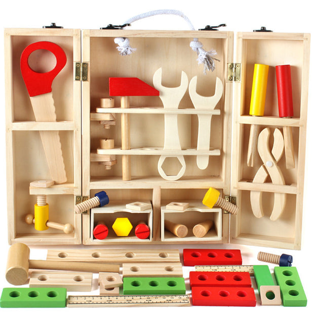 Houten Gereedschapskist voor Kinderen – Educatief Speelgoed met Schroef- & Bouwfunctie (Montage & Demontage)