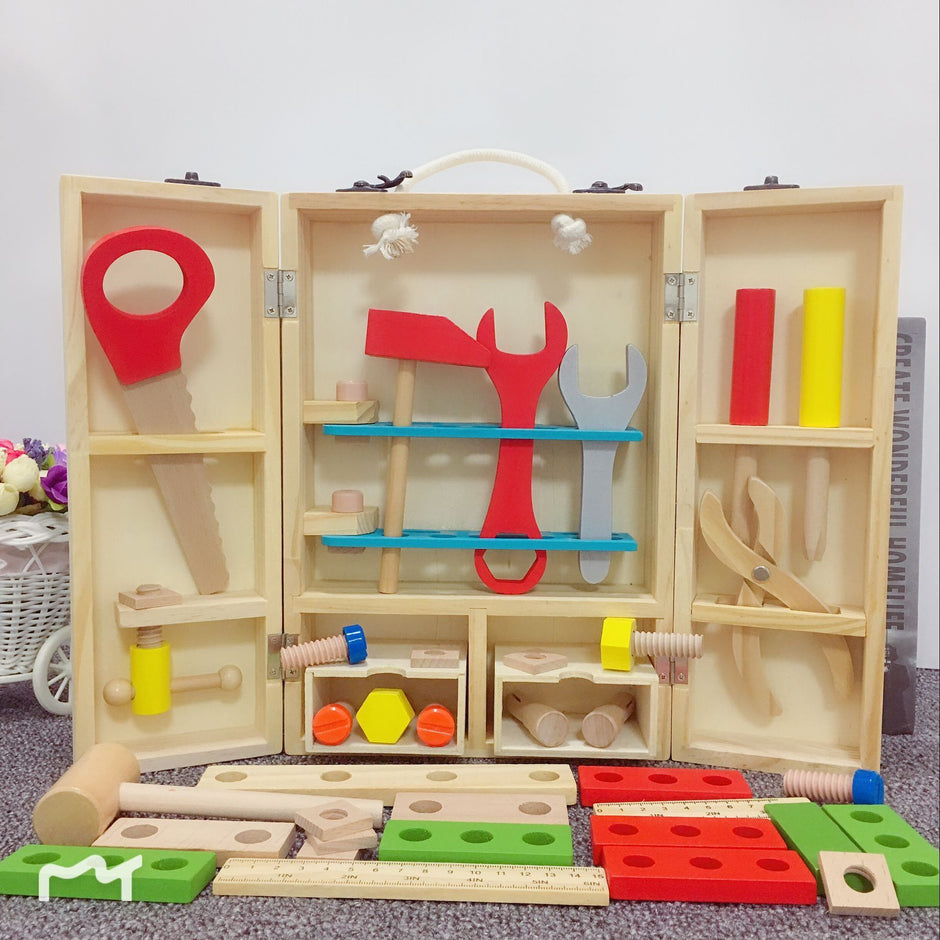 Houten Gereedschapskist voor Kinderen – Educatief Speelgoed met Schroef- & Bouwfunctie (Montage & Demontage)