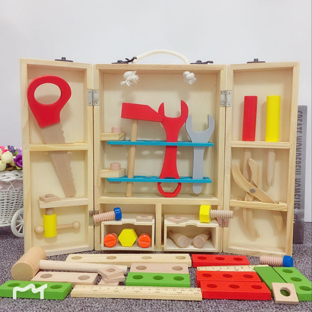 Houten Gereedschapskist voor Kinderen – Educatief Speelgoed met Schroef- & Bouwfunctie (Montage & Demontage)