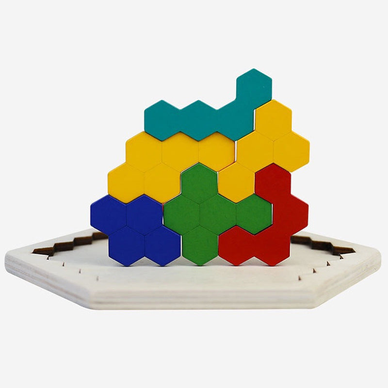 Houten Tangram Zeshoekpuzzel – Educatief Spel voor Peuters & Kleuters