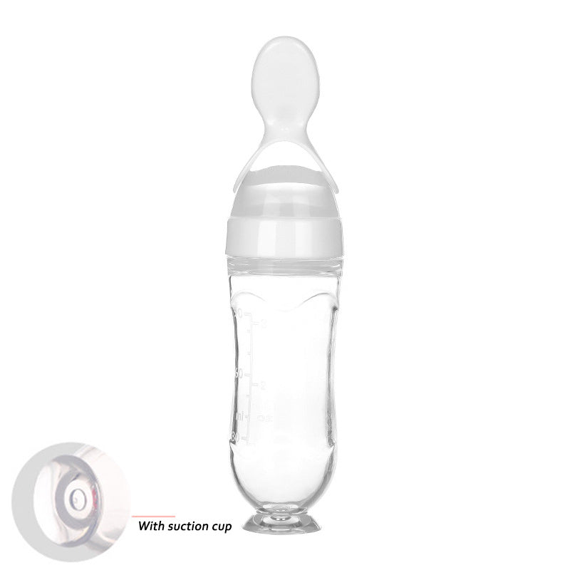 Veilige Baby Voedingsfles met Siliconen Knijplepel – 2-in-1 Squeeze Lepel & Fles – Voor Babytraining en Bijvoeding