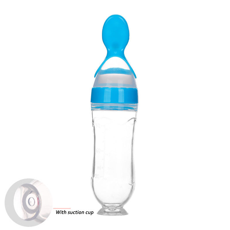 Veilige Baby Voedingsfles met Siliconen Knijplepel – 2-in-1 Squeeze Lepel & Fles – Voor Babytraining en Bijvoeding
