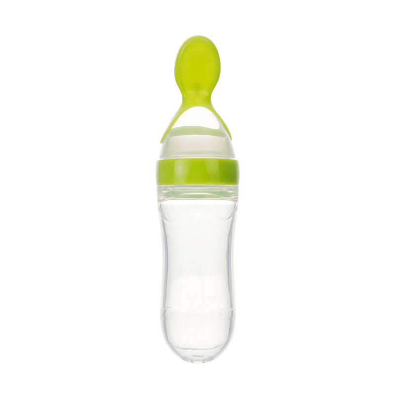 Veilige Baby Voedingsfles met Siliconen Knijplepel – 2-in-1 Squeeze Lepel & Fles – Voor Babytraining en Bijvoeding