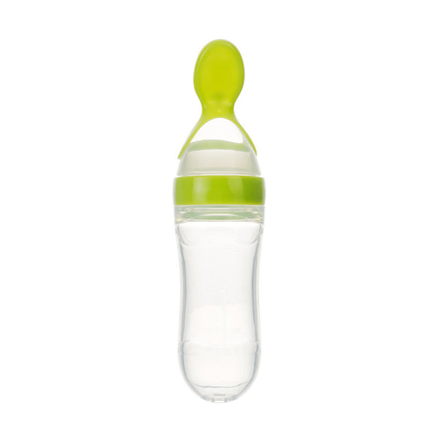Veilige Baby Voedingsfles met Siliconen Knijplepel – 2-in-1 Squeeze Lepel & Fles – Voor Babytraining en Bijvoeding