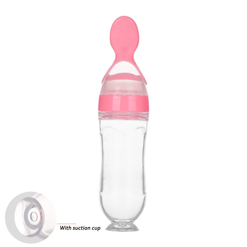 Veilige Baby Voedingsfles met Siliconen Knijplepel – 2-in-1 Squeeze Lepel & Fles – Voor Babytraining en Bijvoeding
