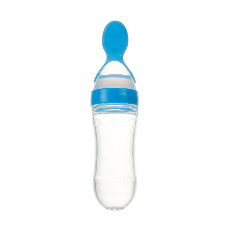 Veilige Baby Voedingsfles met Siliconen Knijplepel – 2-in-1 Squeeze Lepel & Fles – Voor Babytraining en Bijvoeding