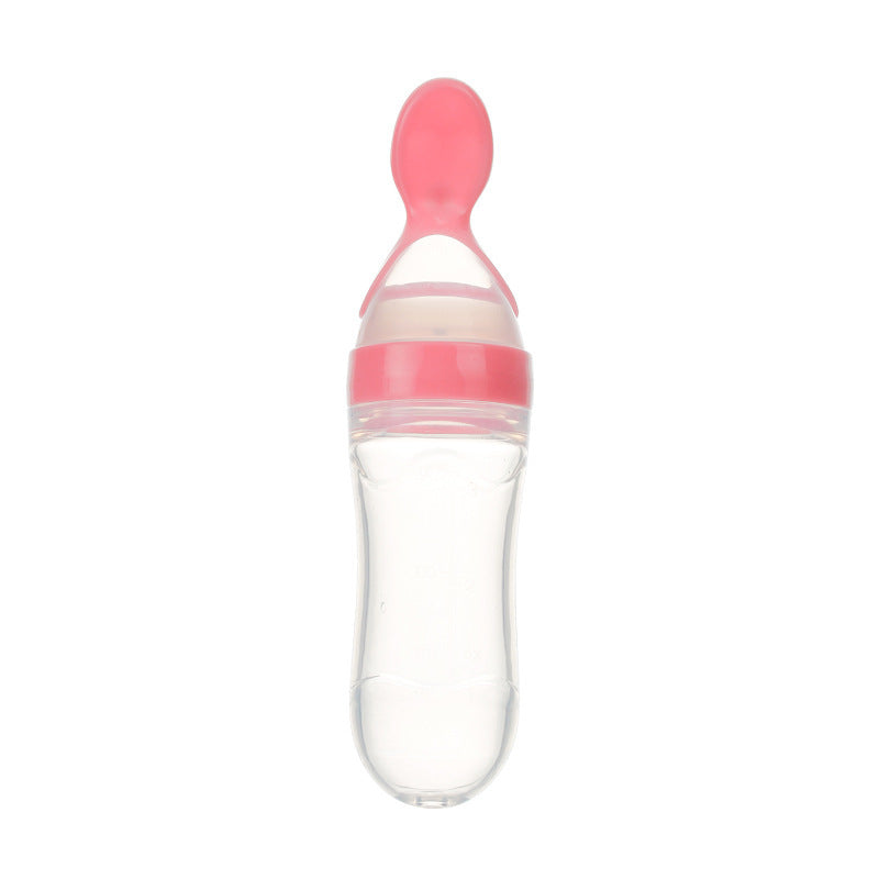 Veilige Baby Voedingsfles met Siliconen Knijplepel – 2-in-1 Squeeze Lepel & Fles – Voor Babytraining en Bijvoeding