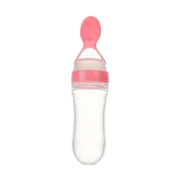 Veilige Baby Voedingsfles met Siliconen Knijplepel – 2-in-1 Squeeze Lepel & Fles – Voor Babytraining en Bijvoeding
