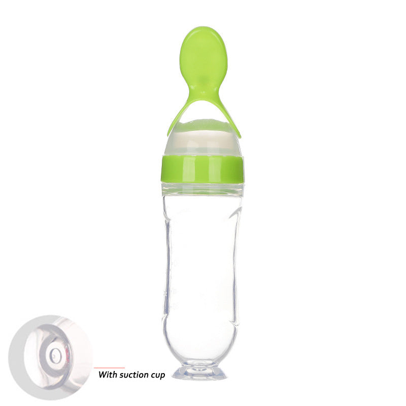 Veilige Baby Voedingsfles met Siliconen Knijplepel – 2-in-1 Squeeze Lepel & Fles – Voor Babytraining en Bijvoeding