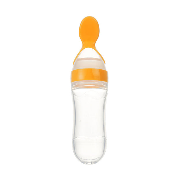 Veilige Baby Voedingsfles met Siliconen Knijplepel – 2-in-1 Squeeze Lepel & Fles – Voor Babytraining en Bijvoeding