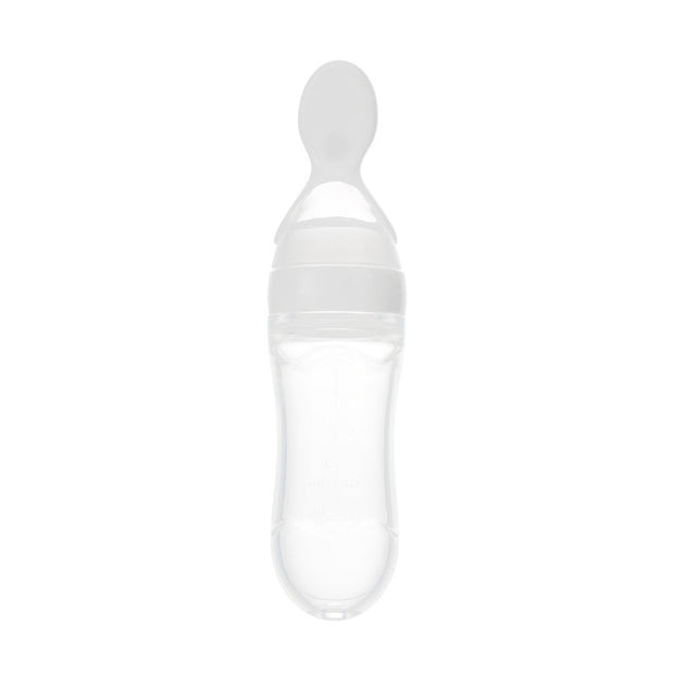 Veilige Baby Voedingsfles met Siliconen Knijplepel – 2-in-1 Squeeze Lepel & Fles – Voor Babytraining en Bijvoeding