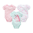 Baby Onesie Set – 3-delige Katoenen Rompers met Korte Mouw