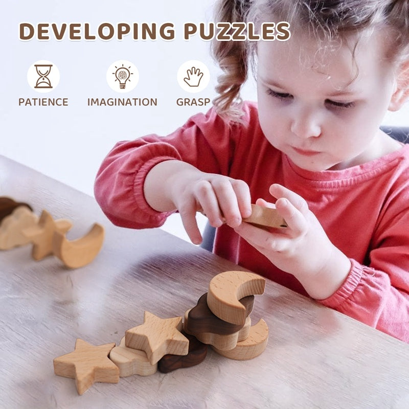 Houten Planetenset Bouwblok Puzzel – Educatief Speelgoed voor Kinderen
