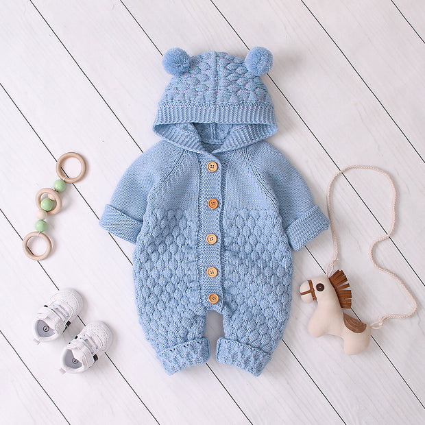 Baby Gebreide Jumpsuit – Warme Knitted Onesie voor Herfst & Winter