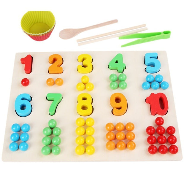 Montessori Houten Kralenbord – Cijferherkenning & Fijne Motoriek (Peuters & Kleuters)