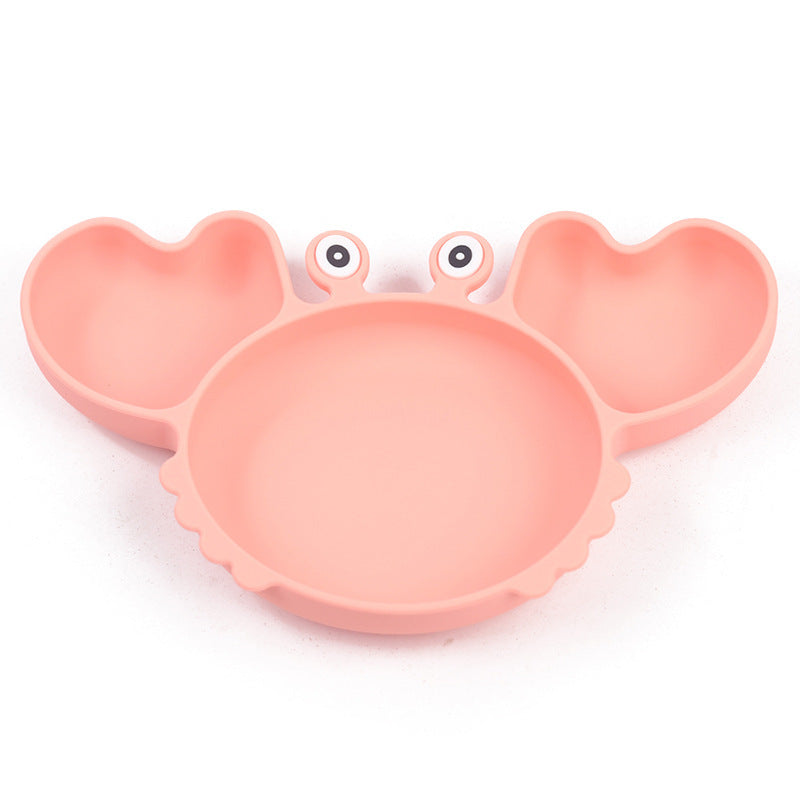 Siliconen Kinderbord met Vakken – Krabvormig Babybord met Lepel & Vork – Antislip & BPA-vrij