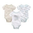 Baby Onesie Set – 3-delige Katoenen Rompers met Korte Mouw