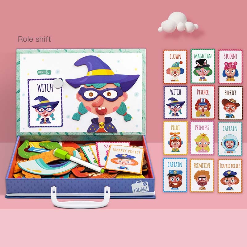 Montessori Magnetische Fun Puzzel – Educatief Houten Spel voor Kinderen
