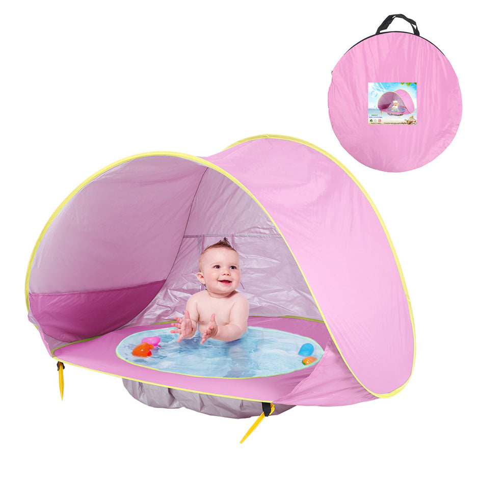 Opvouwbare Baby Strandtent met Mini Zwembad – UV50+ Bescherming – Voor 1-2 Kinderen – Inclusief Draagtas & Haringen