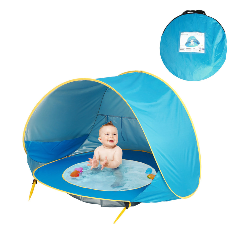 Opvouwbare Baby Strandtent met Mini Zwembad – UV50+ Bescherming – Voor 1-2 Kinderen – Inclusief Draagtas & Haringen