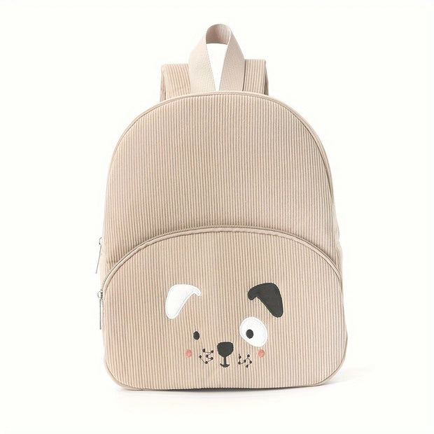 Kinder Rugzak met Geborduurd Diertje – Corduroy, Unisex & Slijtvast | Onder 20 L