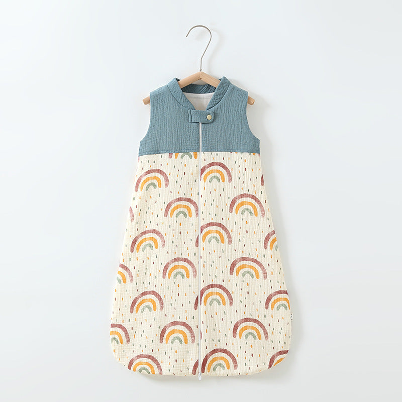 Baby Slaapzak met Dubbele Laag – Patchwork Wafel Gilet Slaapzak met Kraag – Ademend & Zacht