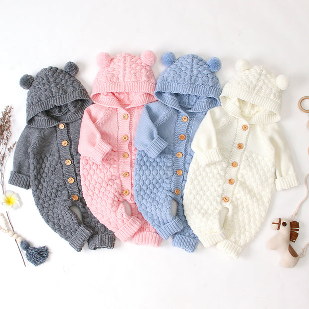 Baby Gebreide Jumpsuit – Warme Knitted Onesie voor Herfst & Winter
