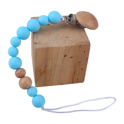 Babyproducten Fopspeenclip – Siliconen Speenkoord met Beukenhouten Clips