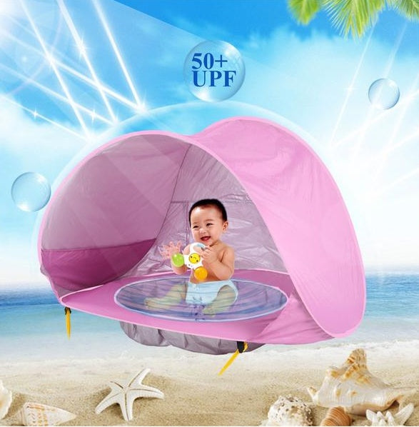 Opvouwbare Baby Strandtent met Mini Zwembad – UV50+ Bescherming – Voor 1-2 Kinderen – Inclusief Draagtas & Haringen