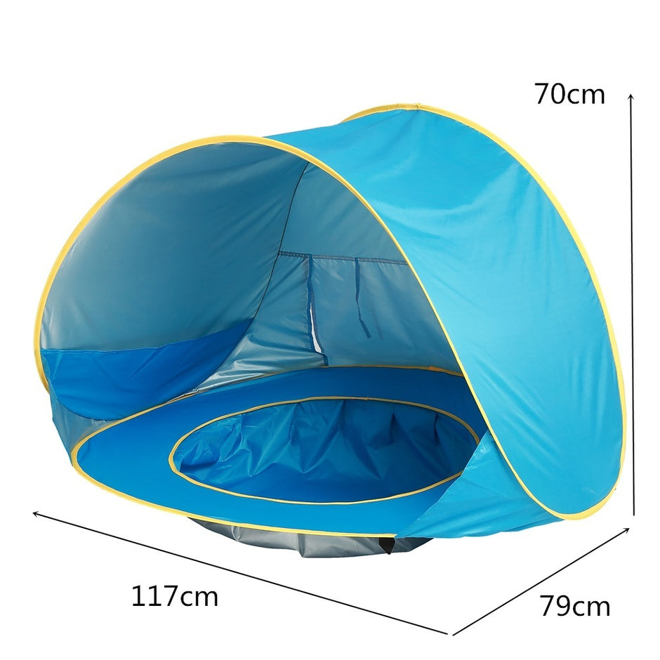 Opvouwbare Baby Strandtent met Mini Zwembad – UV50+ Bescherming – Voor 1-2 Kinderen – Inclusief Draagtas & Haringen